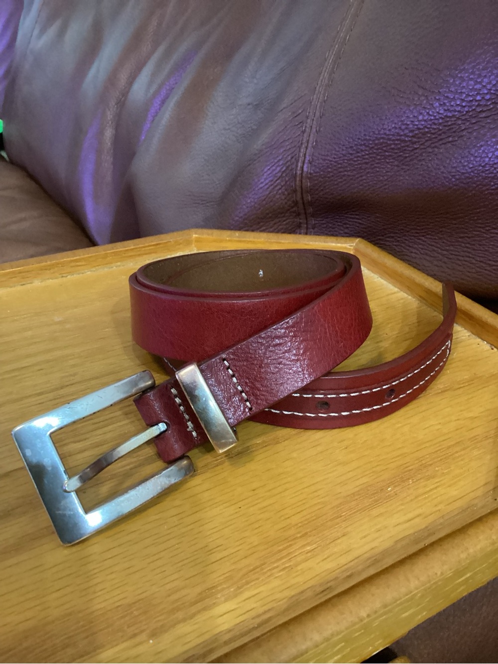 Fossil Womens Red Leather Belt - Classic Casual Style 38”